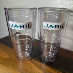 Tervis 24 oz Tumbler Set of 2 Jabil Logo Insulated Clear Plastic Cups